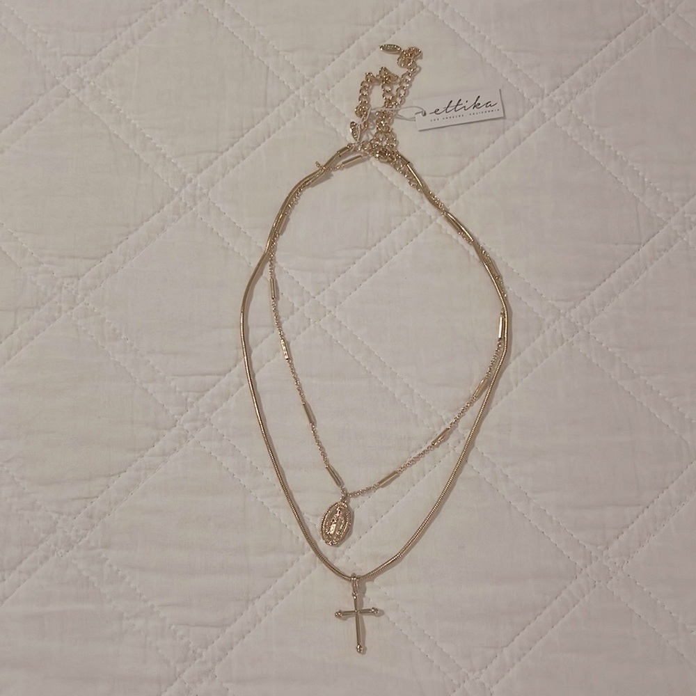 Ettika - Like a Prayer Layered Cross & Coin Necklaces